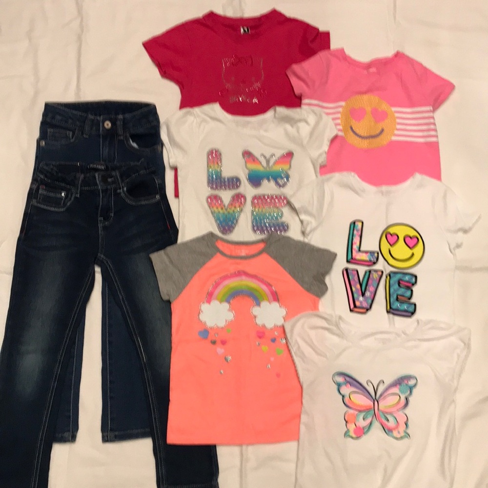 Lot of 7:  Five tops & one pair jeans size 5